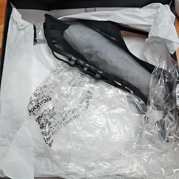 BCBGMaxAzria Black Mesh Lace-Up Peep-Toe Ankle Booties - Picture 2 of 10